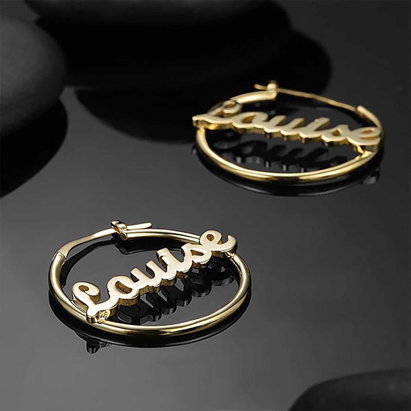 Personalized Name Earrings 14K Gold Plated Silver