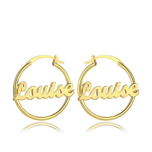 Personalized Name Earrings 14K Gold Plated Silver