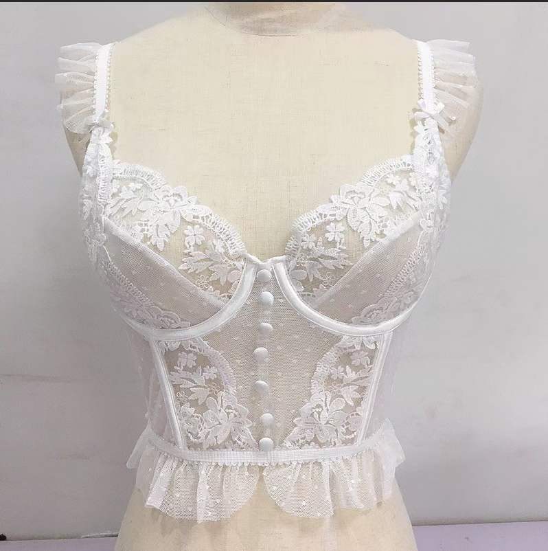 Women's Ultra-thin Transparent French Embroidered Lace Corset