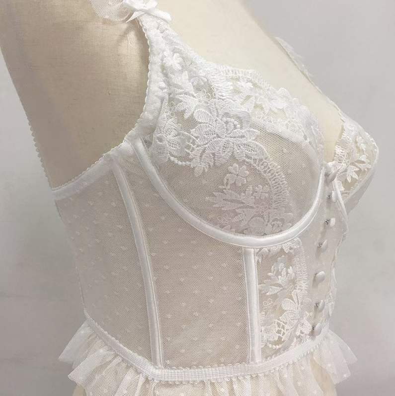 Women's Ultra-thin Transparent French Embroidered Lace Corset